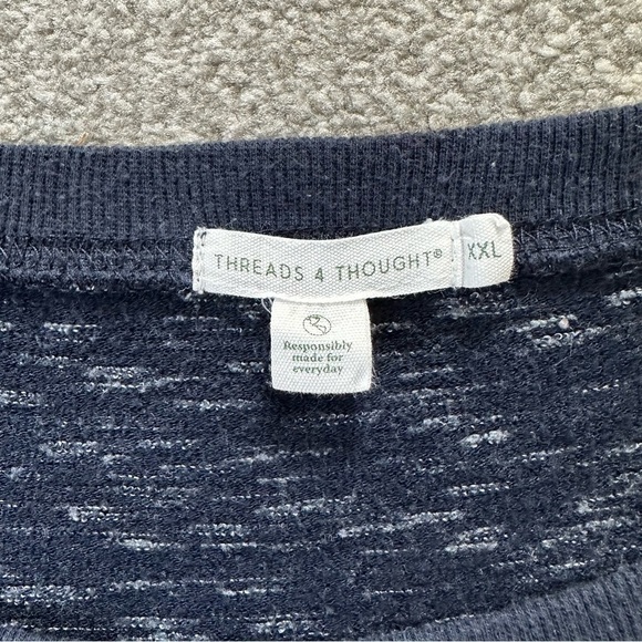 Threads 4 Thought Navy Heathered Sweatshirt w/ cross front and Thumholes - Picture 3 of 5